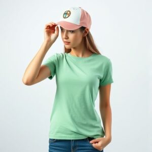 t-shirt-with-cap-in-women-green